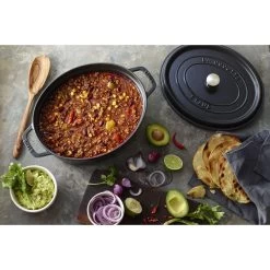 Staub Cocotte 27 Cm, Oval, Schwarz, Gusseisen -Küchenutensilien Verkäufe 000017579