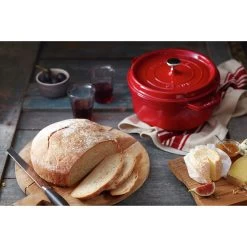 Staub Cocotte 24 Cm, Rund, Kirsch-Rot, Gusseisen -Küchenutensilien Verkäufe 000017827