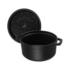 Staub Cocotte 34 Cm, Rund, Schwarz, Gusseisen -Küchenutensilien Verkäufe 40500 241 0 6 2