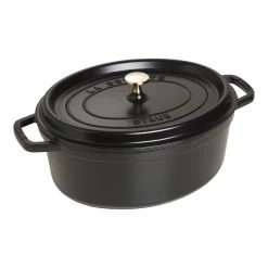 Staub Cocotte 31 Cm, Oval, Schwarz, Gusseisen