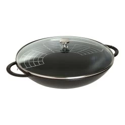 Staub Wok Mit Glasdeckel 37 Cm, Gusseisen