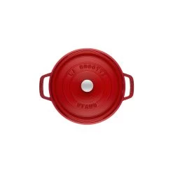 Staub Cocotte 26 Cm, Rund, Kirsch-Rot, Gusseisen -Küchenutensilien Verkäufe 40509 814 0 2 1