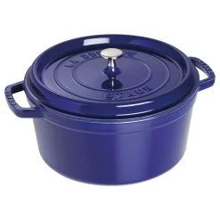 Staub Cocotte 28 Cm, Rund, Dunkelblau, Gusseisen