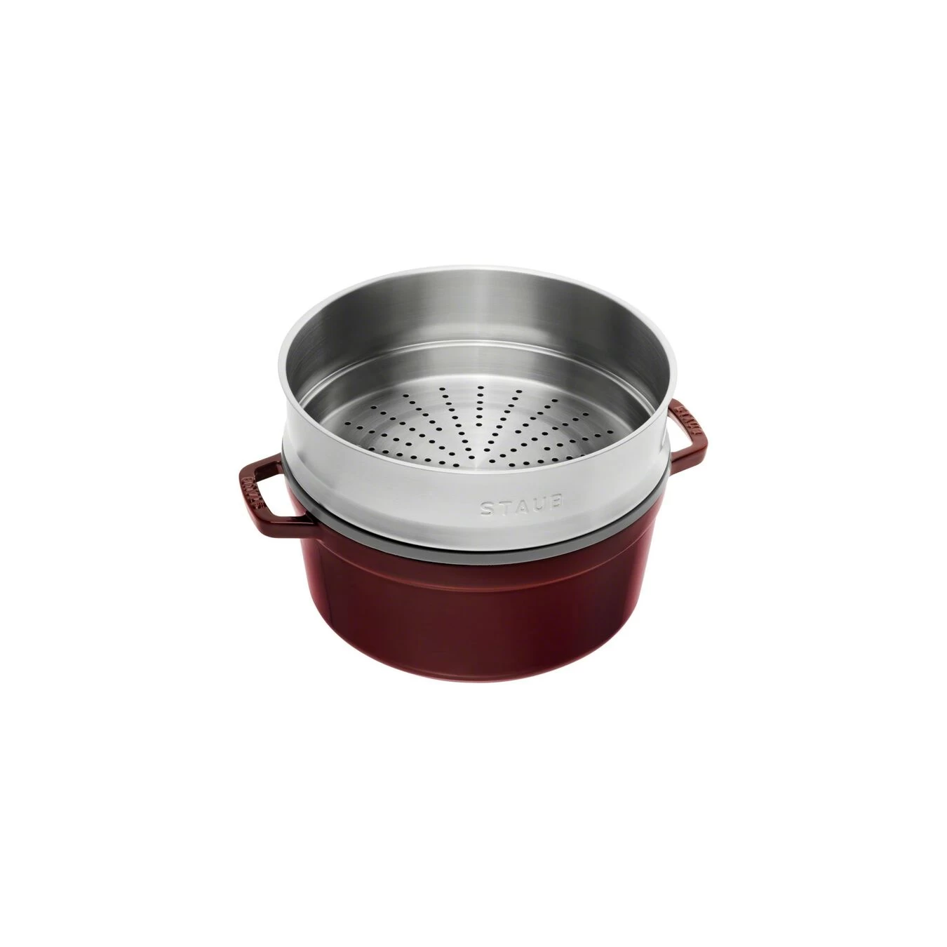 Staub Cocotte Mit Dämpfeinsatz 26 Cm, Rund, Grenadine-Rot, Gusseisen 5 Staub Cocotte Mit Dämpfeinsatz 26 Cm, Rund, Grenadine-Rot, Gusseisen – Bild 3