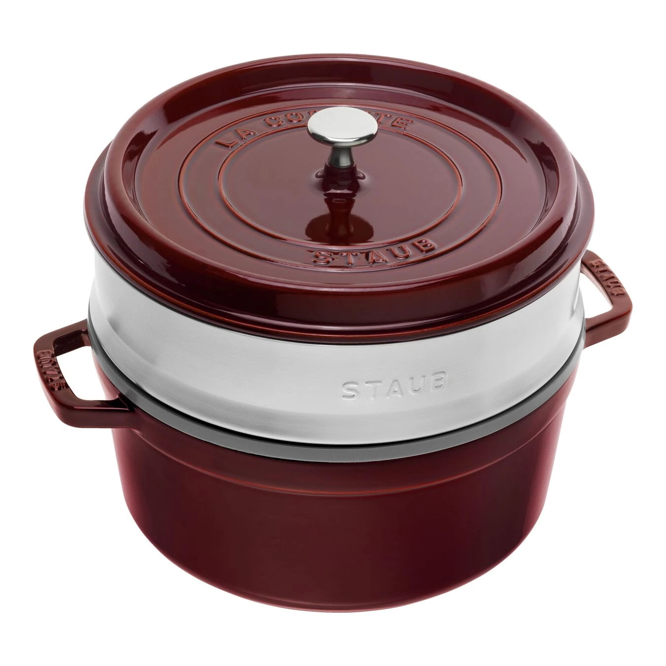 Staub Cocotte Mit Dämpfeinsatz 26 Cm, Rund, Grenadine-Rot, Gusseisen 3 Staub Cocotte Mit Dämpfeinsatz 26 Cm, Rund, Grenadine-Rot, Gusseisen