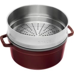 Staub Cocotte Mit Dämpfeinsatz 26 Cm, Rund, Grenadine-Rot, Gusseisen 6 Staub Cocotte Mit Dämpfeinsatz 26 Cm, Rund, Grenadine-Rot, Gusseisen -Küchenutensilien Verkäufe 40510600 1