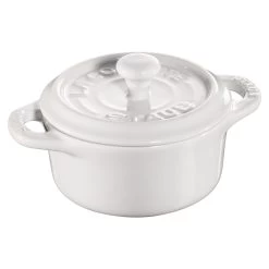 Staub Mini Cocotte 10 Cm, Rund, Reinweiß, Keramik