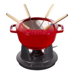 Staub Fondue Set, 18cm, Kirschrot Innen Cremefarben 18 Cm, Kirsch-Rot