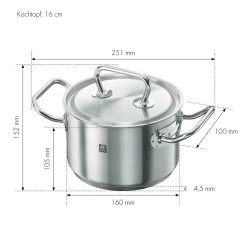 Zwilling Kochtopf 16 Cm, 18/10 Edelstahl -Küchenutensilien Verkäufe 40913 160 0 3