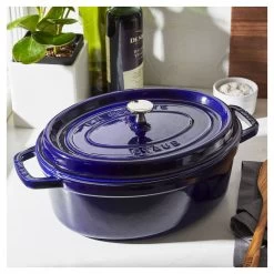 Staub Cocotte 29 Cm, Oval, Dunkelblau, Gusseisen -Küchenutensilien Verkäufe 750032554
